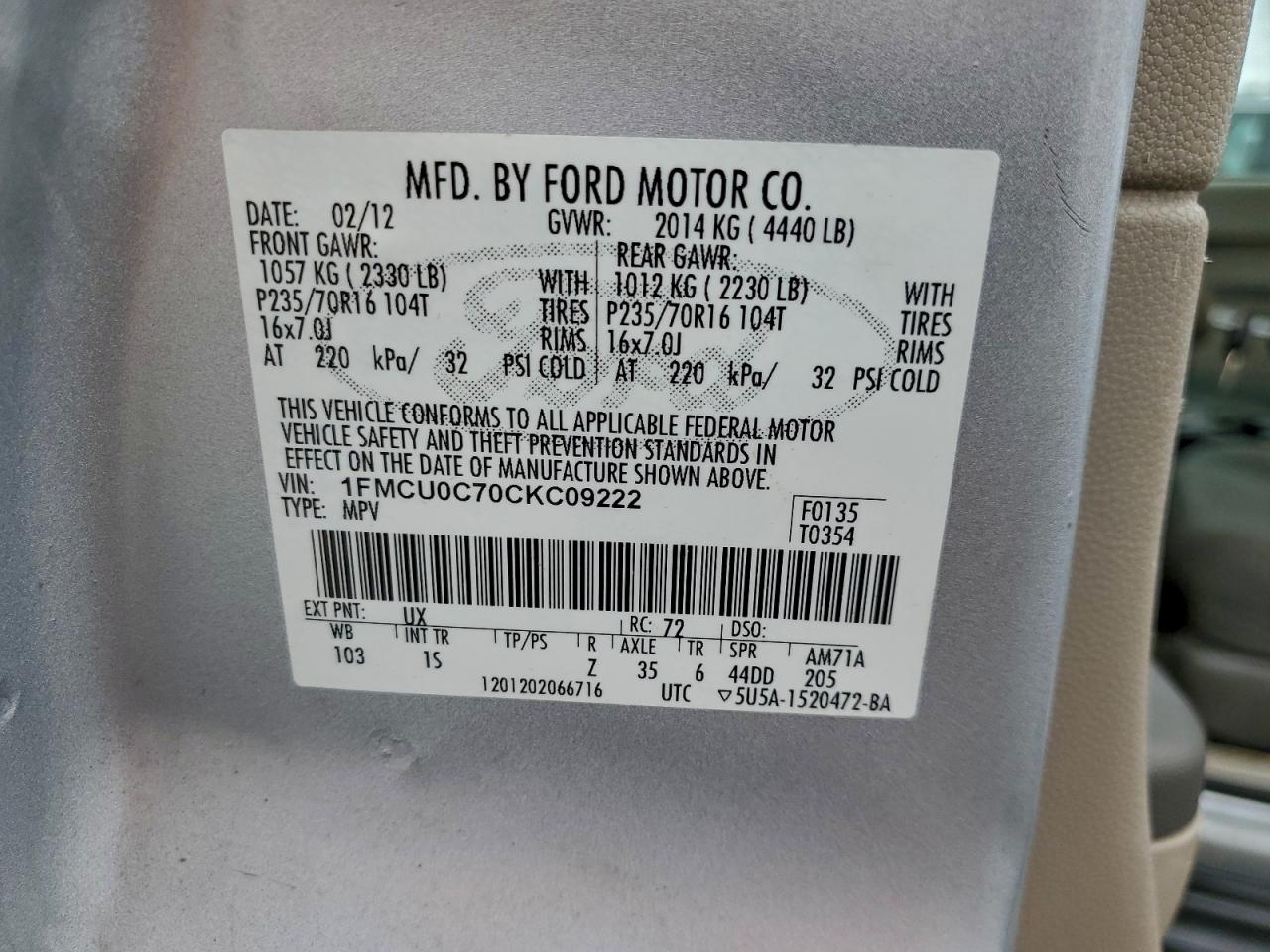 2012 FORD ESCAPE XLS photo 13