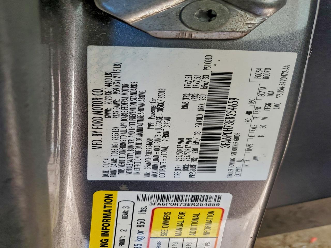 2014 FORD FUSION SE photo 12