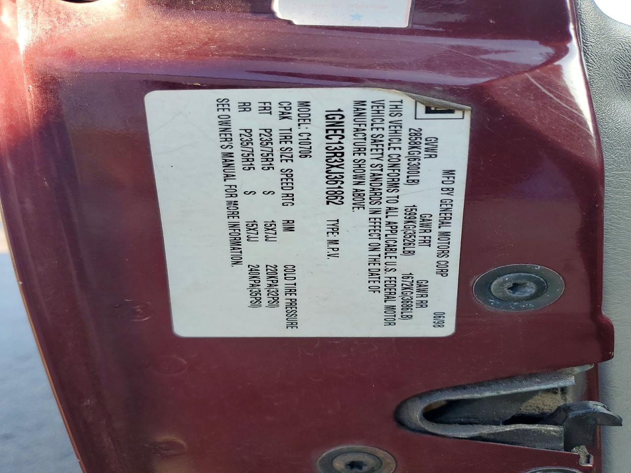 1999 CHEVROLET TAHOE C1500 photo 13