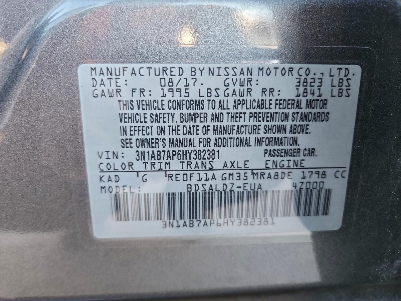 2017 NISSAN SENTRA SV photo 12