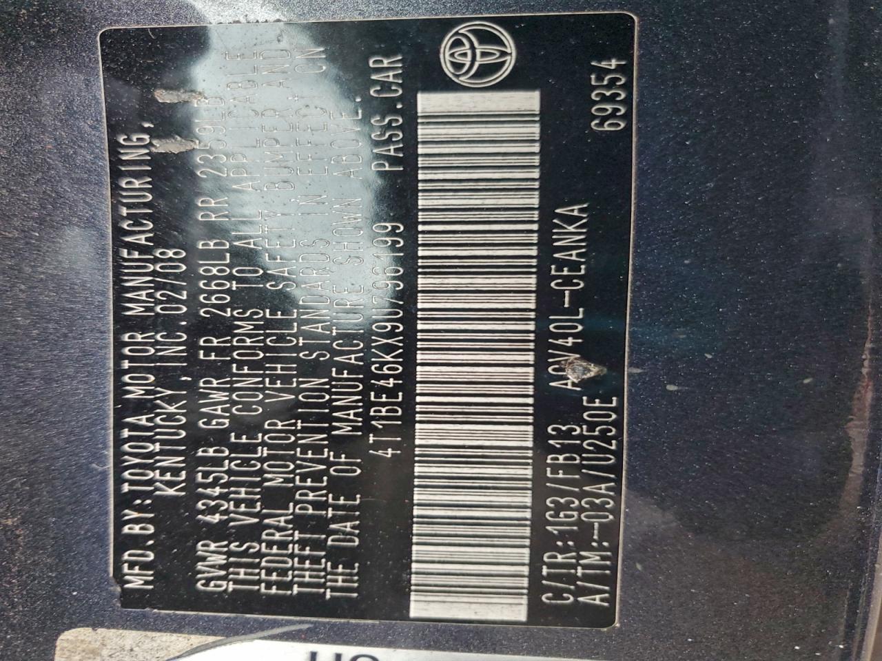 2009 TOYOTA CAMRY BASE photo 13