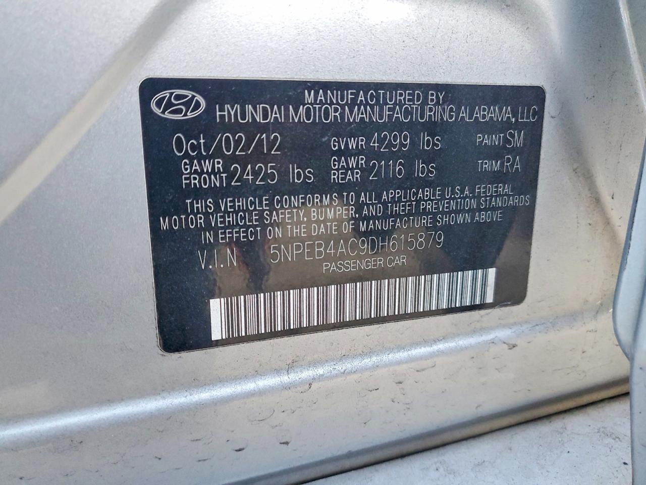2013 HYUNDAI SONATA GLS photo 12
