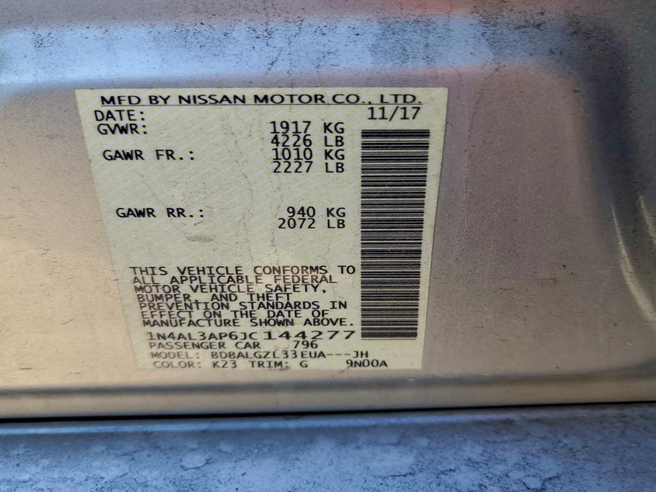 2018 NISSAN ALTIMA 2.5 photo 12