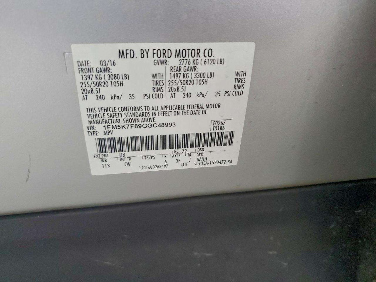 2016 FORD EXPLORER LIMITED photo 12