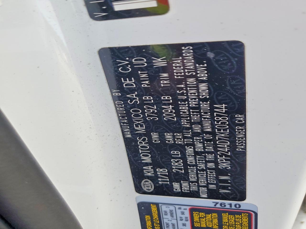 2019 KIA FORTE FE photo 12