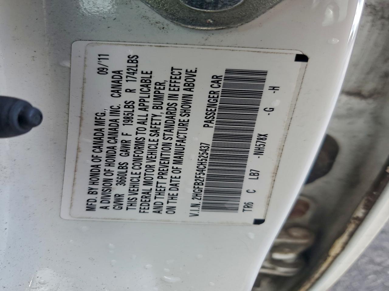 2012 HONDA CIVIC LX photo 12