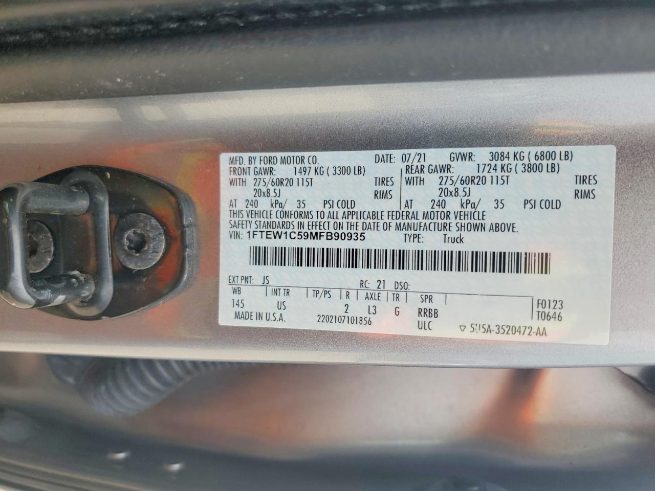 2021 FORD F150 SUPERCREW photo 13