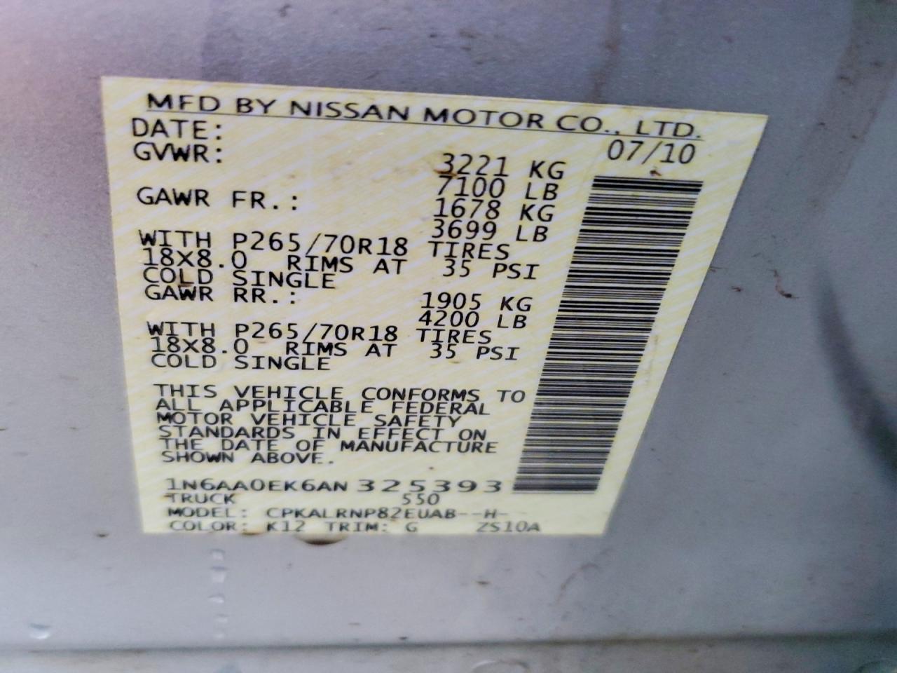 2010 NISSAN TITAN XE photo 12