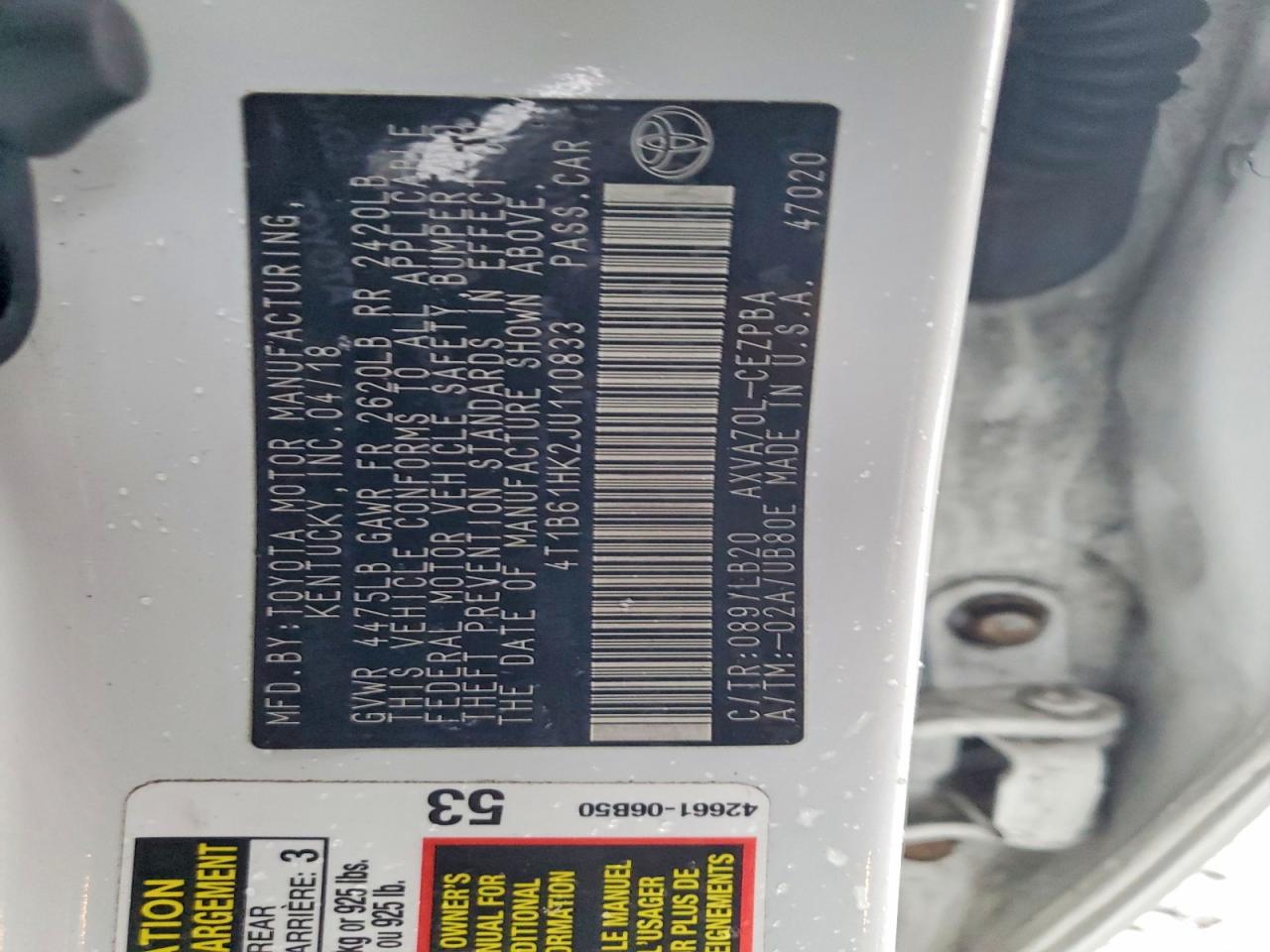2018 TOYOTA CAMRY XSE photo 12