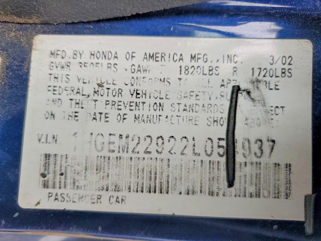 2002 HONDA CIVIC EX photo 12
