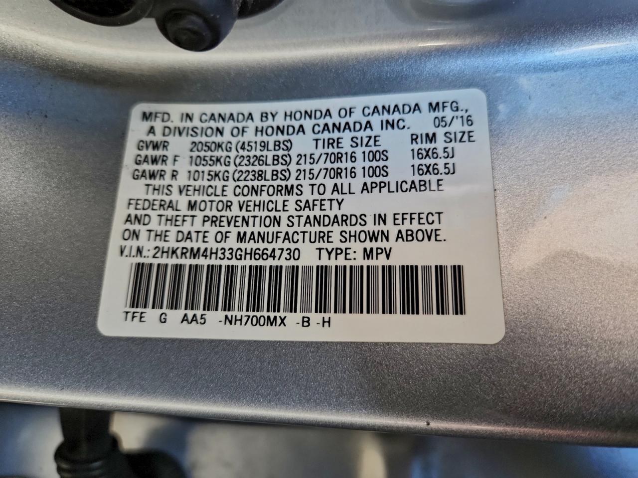 2016 HONDA CR-V LX photo 13