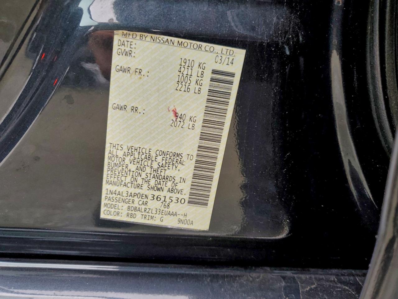 2014 NISSAN ALTIMA 2.5 photo 12