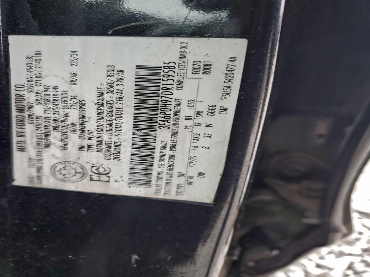 2013 FORD FUSION SE photo 12
