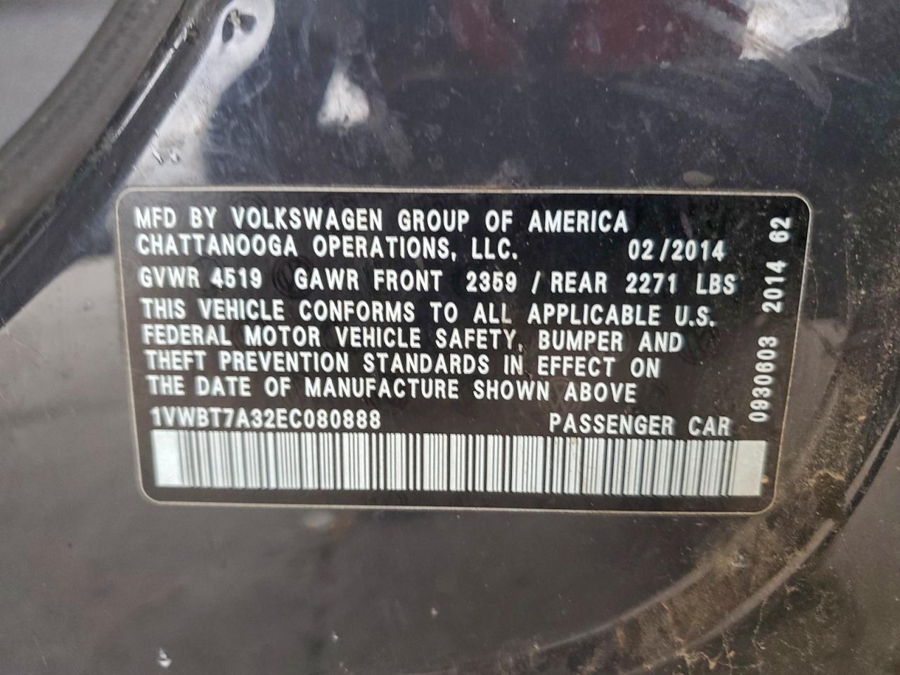 2014 VOLKSWAGEN PASSAT SE photo 12