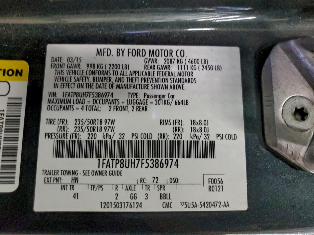 2015 FORD MUSTANG photo 13