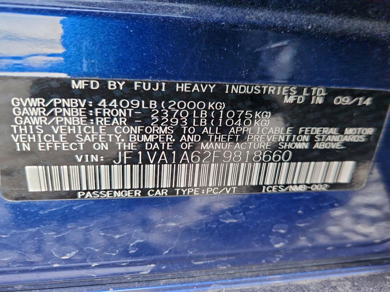 2015 SUBARU WRX photo 12