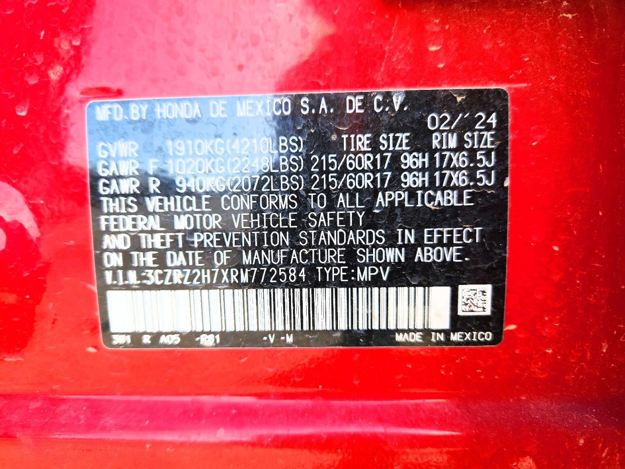 2024 HONDA HR-V EXL photo 12