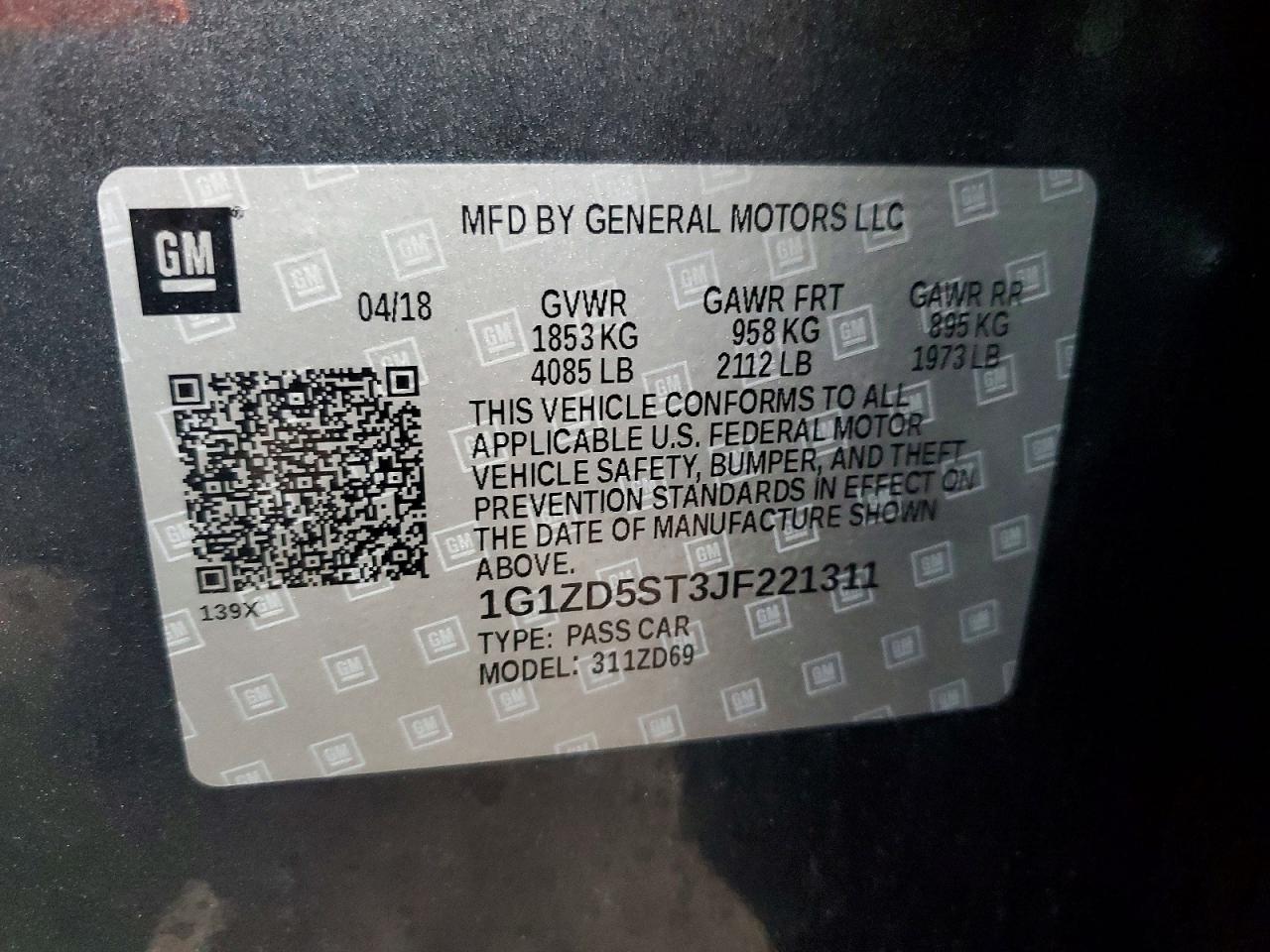 2018 CHEVROLET MALIBU LT photo 12
