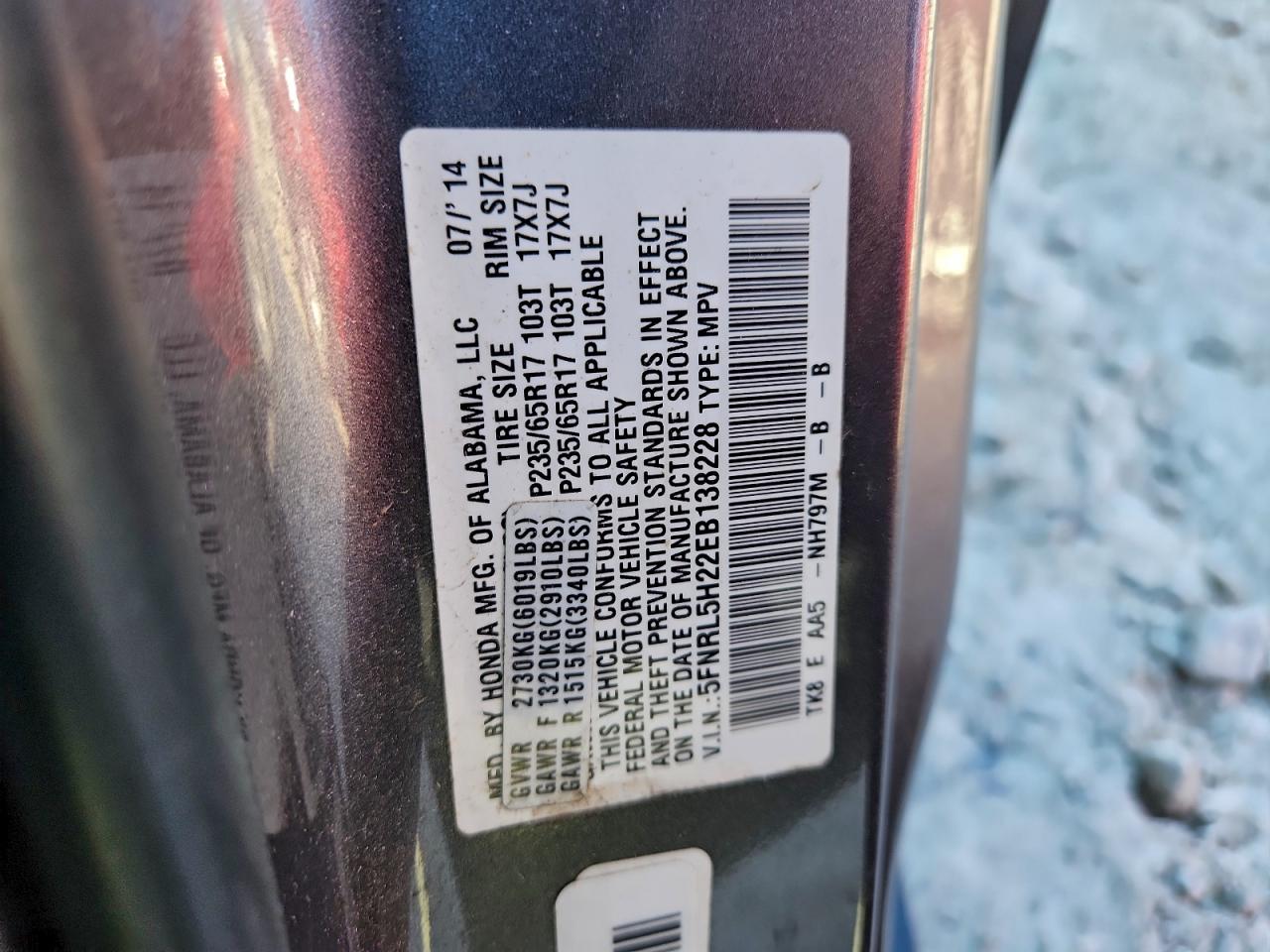 2014 HONDA ODYSSEY LX photo 14