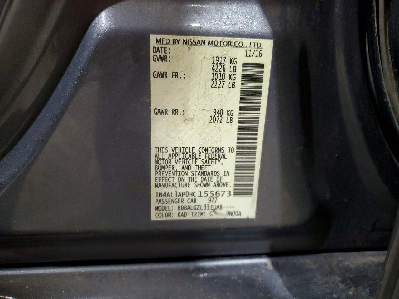 2017 NISSAN ALTIMA 2.5 photo 12