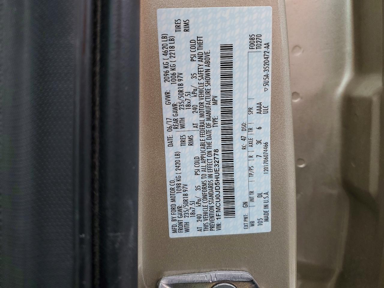 2017 FORD ESCAPE TITANIUM photo 14