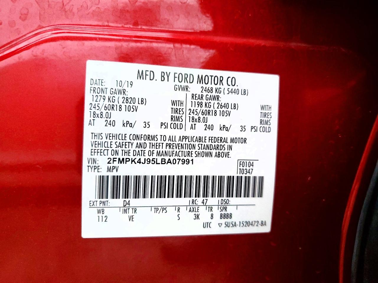 2020 FORD EDGE SEL photo 25