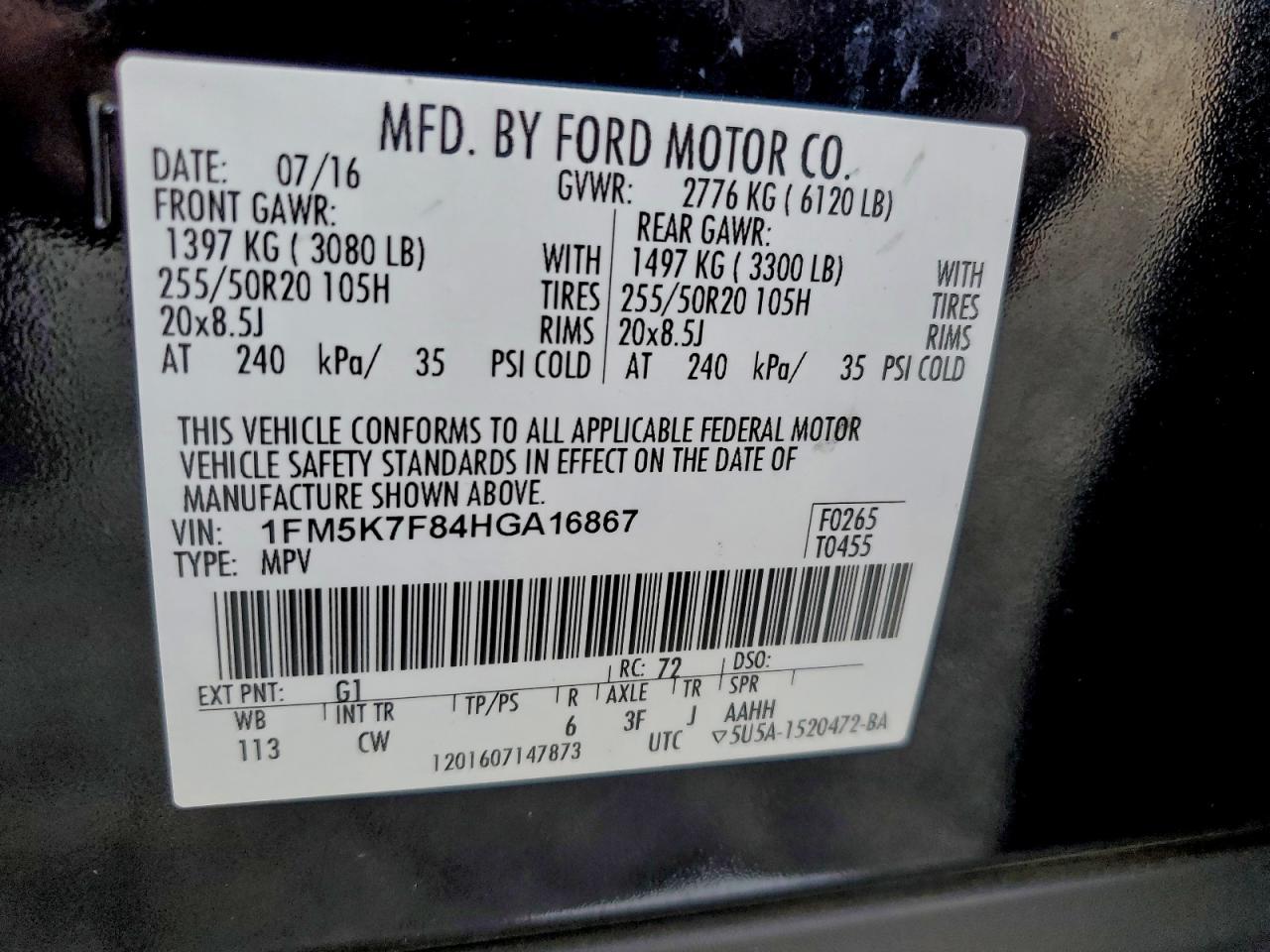 2017 FORD EXPLORER LIMITED photo 13