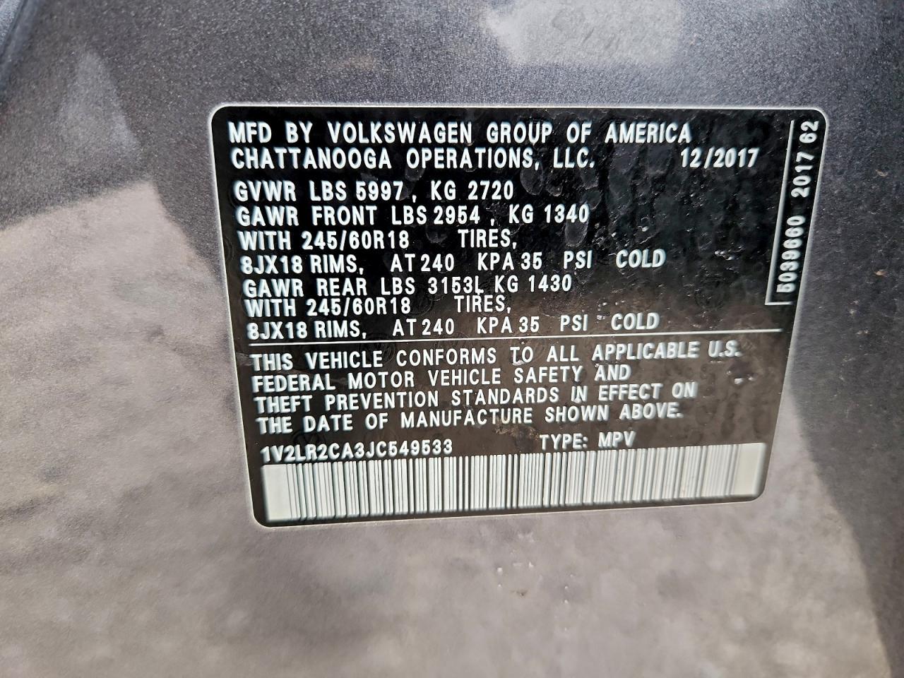 2018 VOLKSWAGEN ATLAS SE photo 13