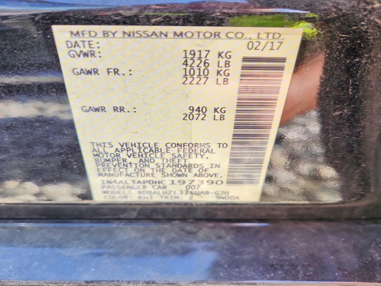2017 NISSAN ALTIMA 2.5 photo 12