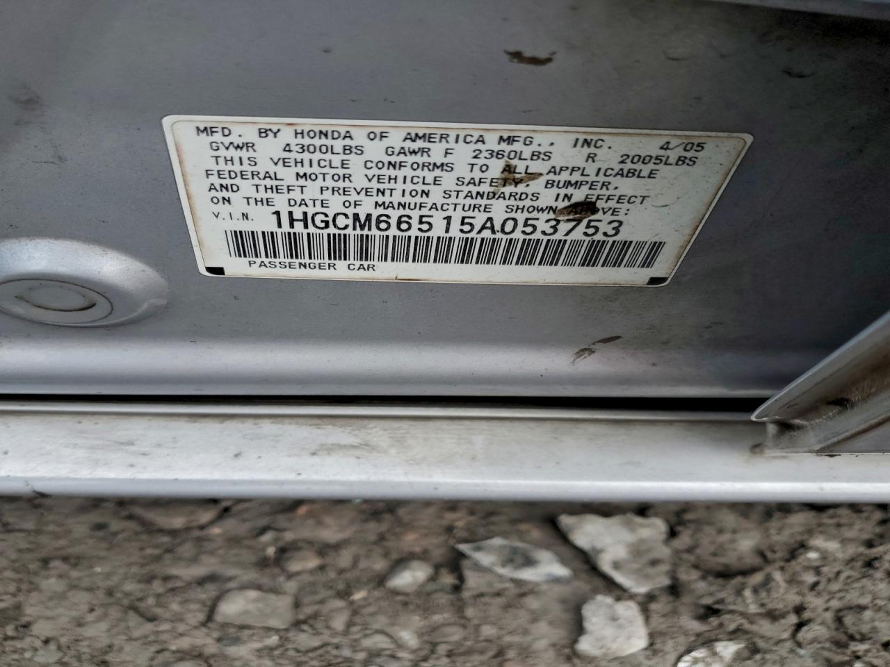 2005 HONDA ACCORD EX photo 12