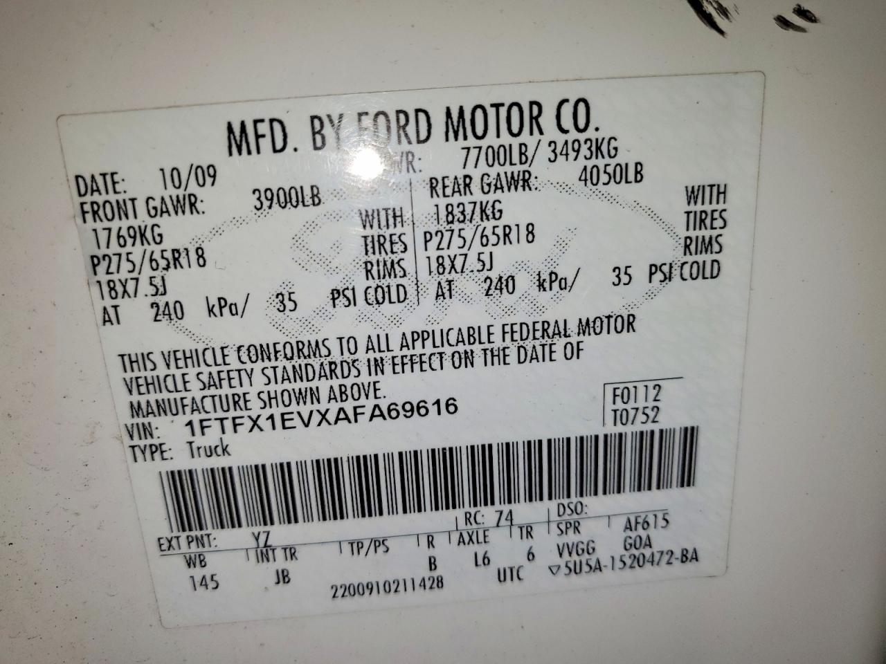 2010 FORD F150 SUPER CAB photo 12
