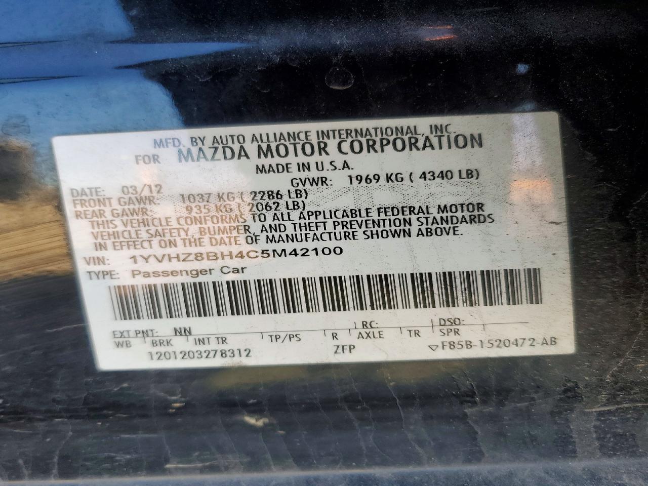 2012 MAZDA 6 I photo 12