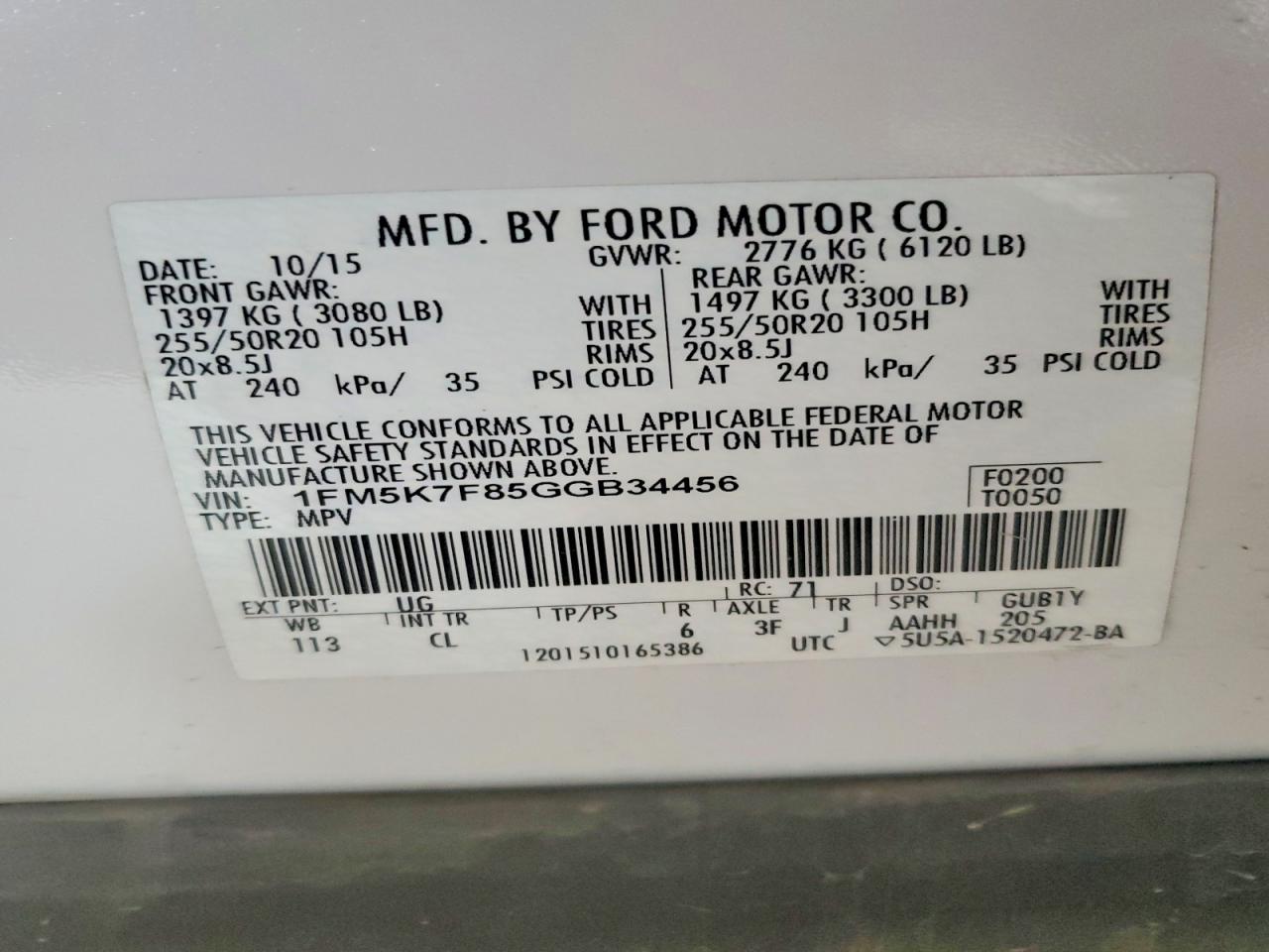2016 FORD EXPLORER LIMITED photo 25