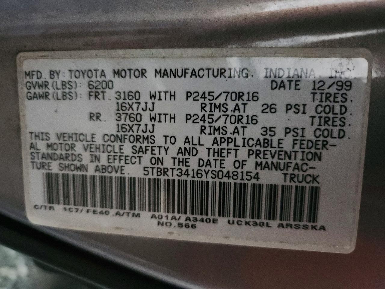 2000 TOYOTA TUNDRA ACCESS CAB photo 23