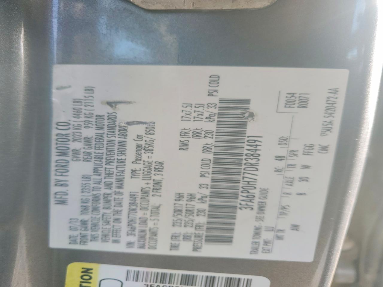 2013 FORD FUSION SE photo 12