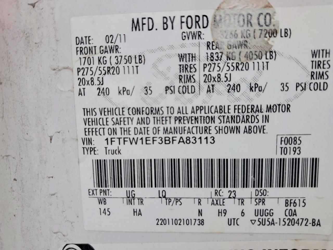 2011 FORD F150 SUPERCREW photo 12