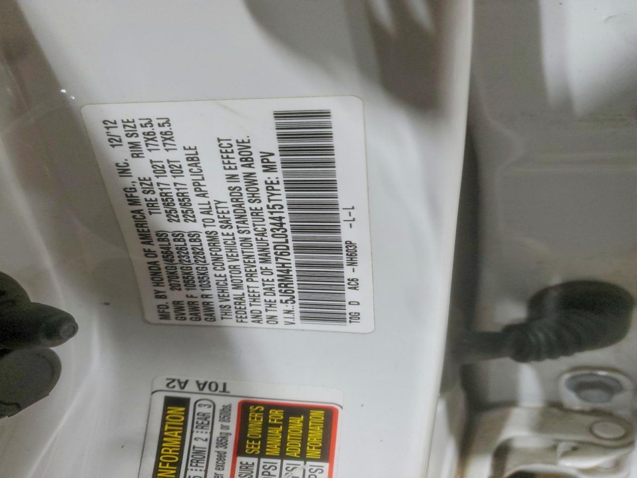 2013 HONDA CR-V EXL photo 12