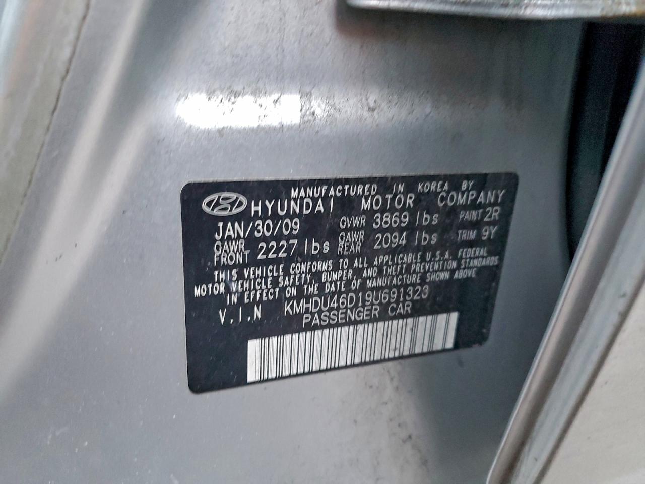 2009 HYUNDAI ELANTRA GLS photo 12