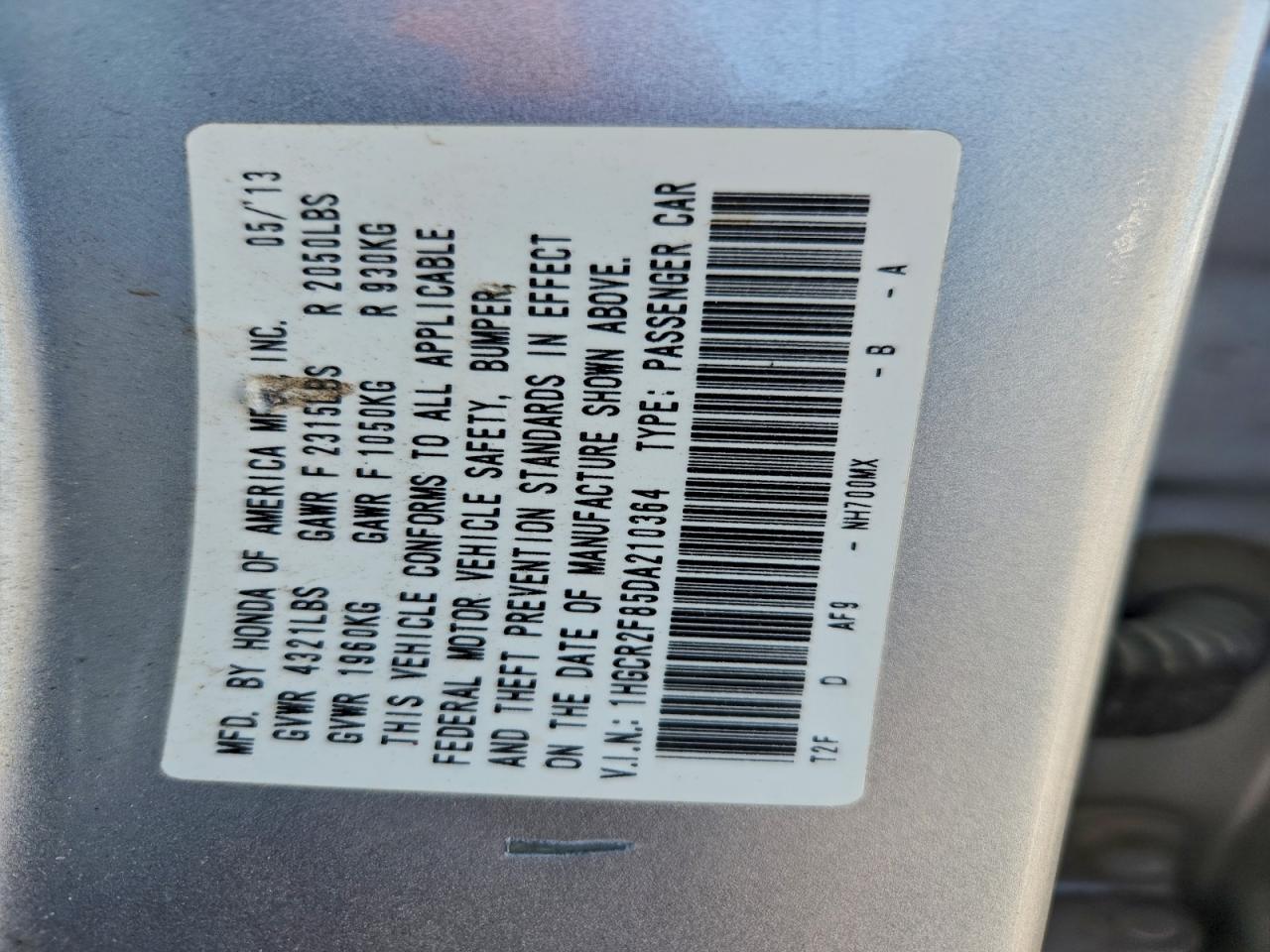 2013 HONDA ACCORD EXL photo 13