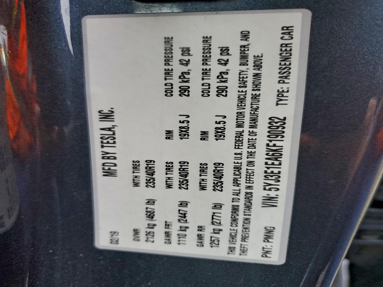 2019 TESLA MODEL 3 photo 23