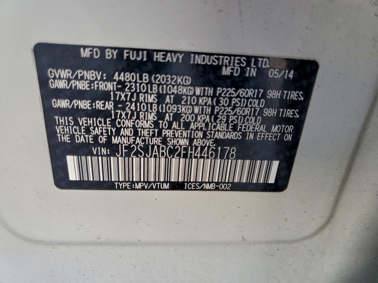 2015 SUBARU FORESTER 2.5I photo 13