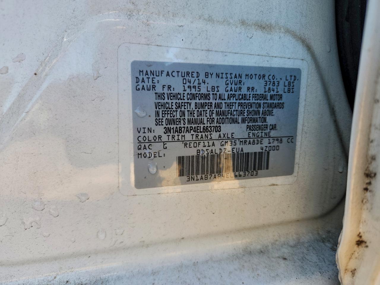 2014 NISSAN SENTRA S photo 13