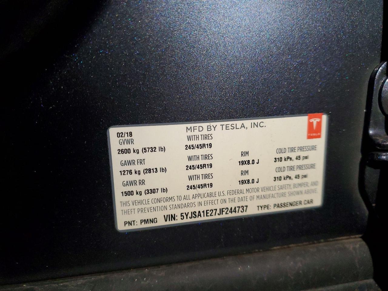 2018 TESLA MODEL S photo 12