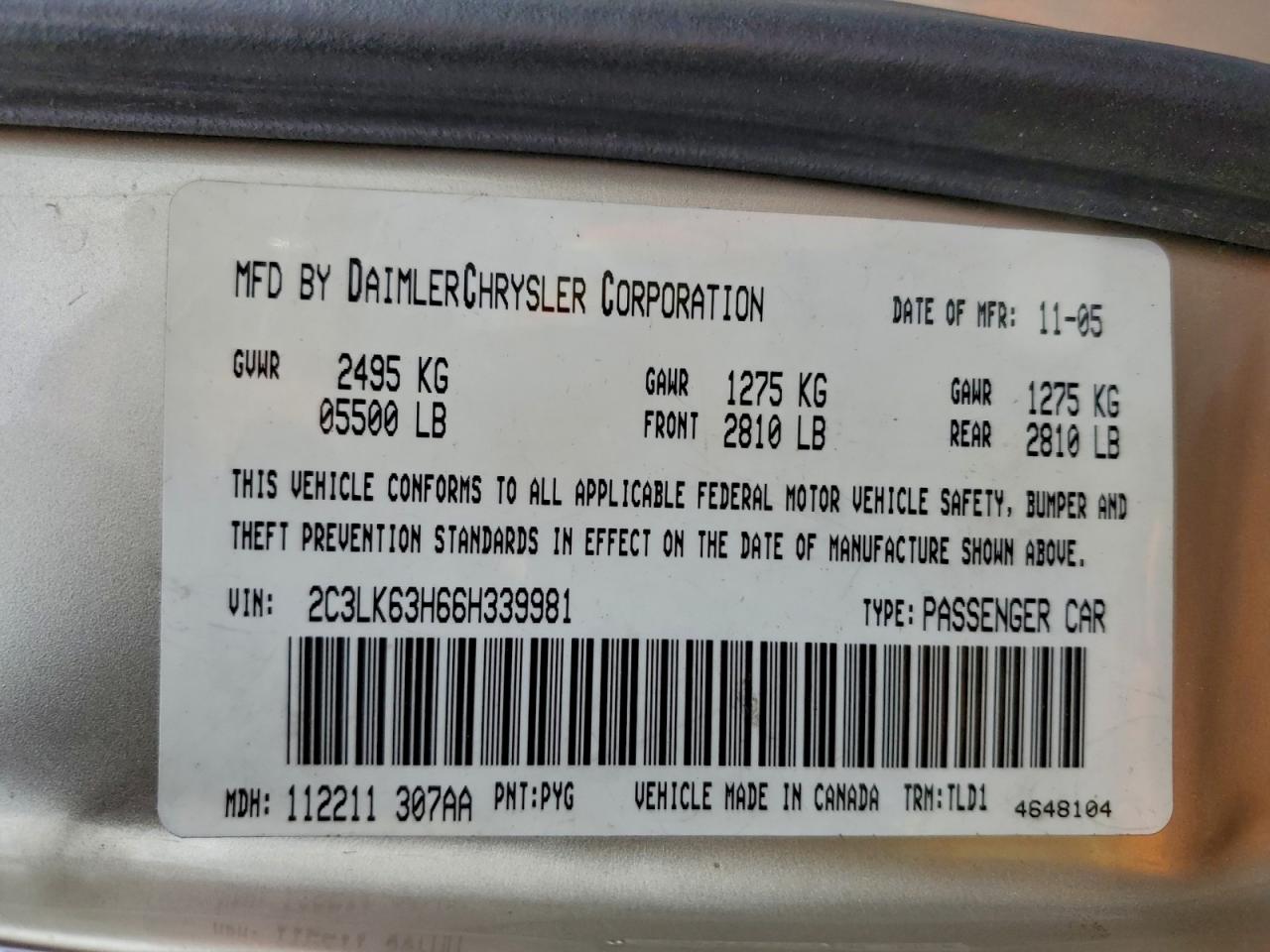 2006 CHRYSLER 300C photo 12