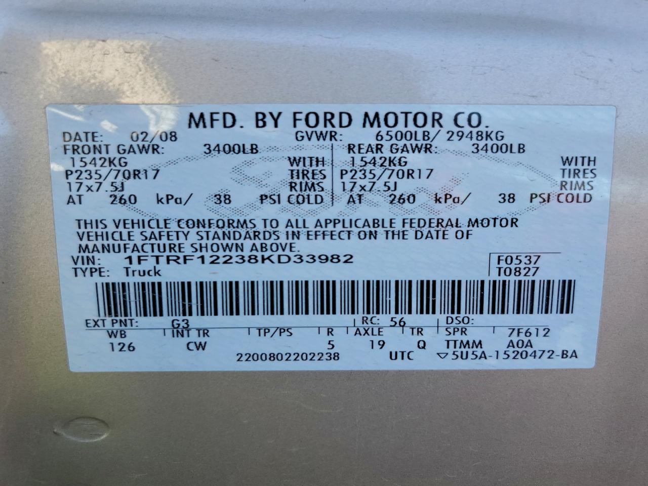2008 FORD F150 photo 12