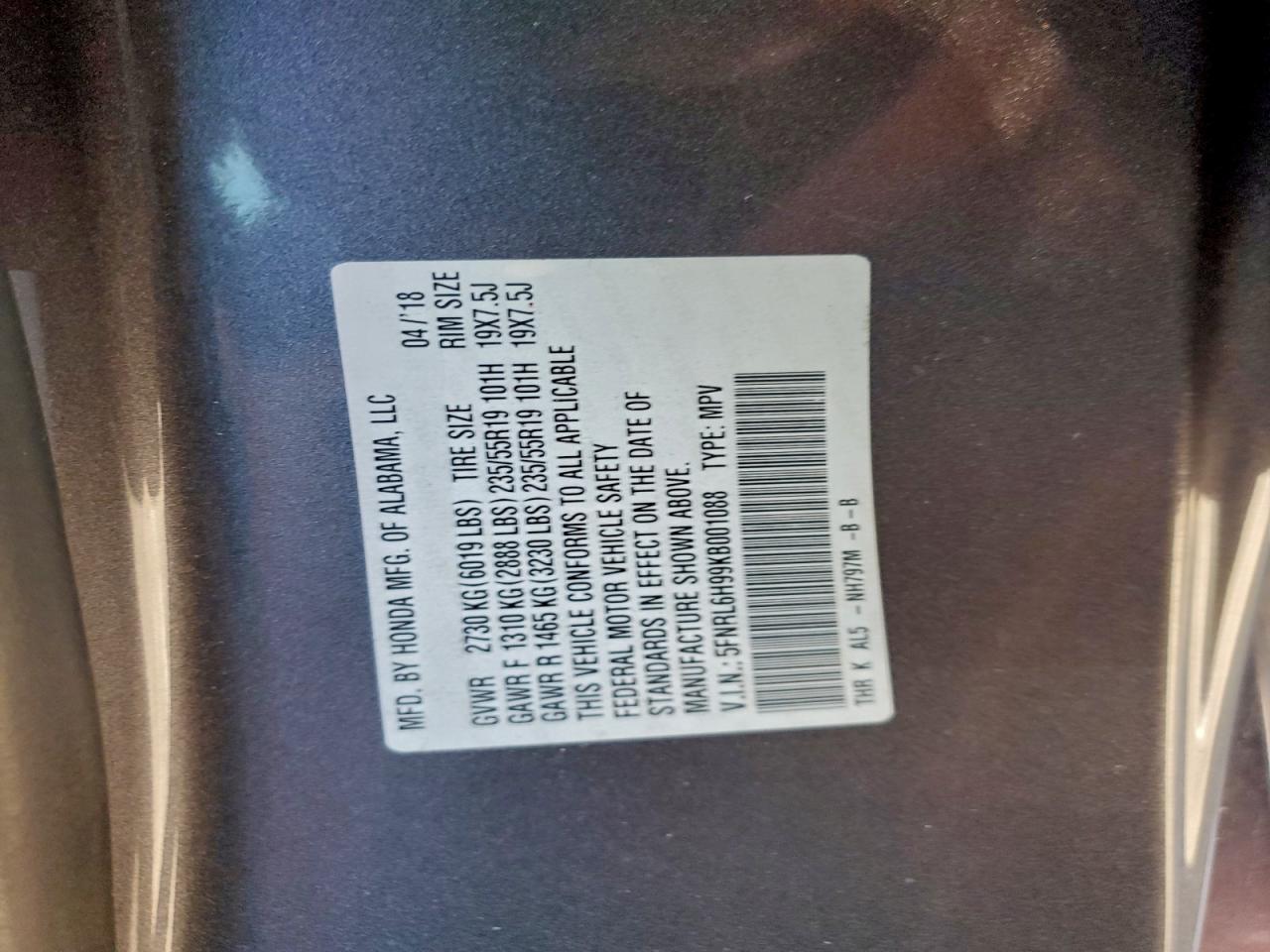 2019 HONDA ODYSSEY ELITE photo 13