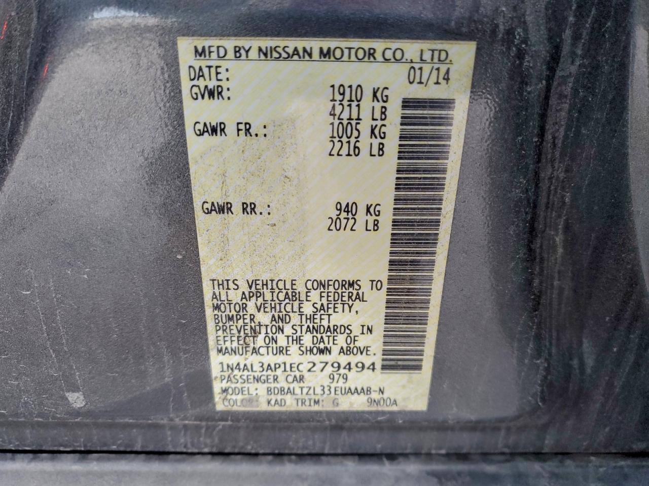 2014 NISSAN ALTIMA 2.5 photo 12