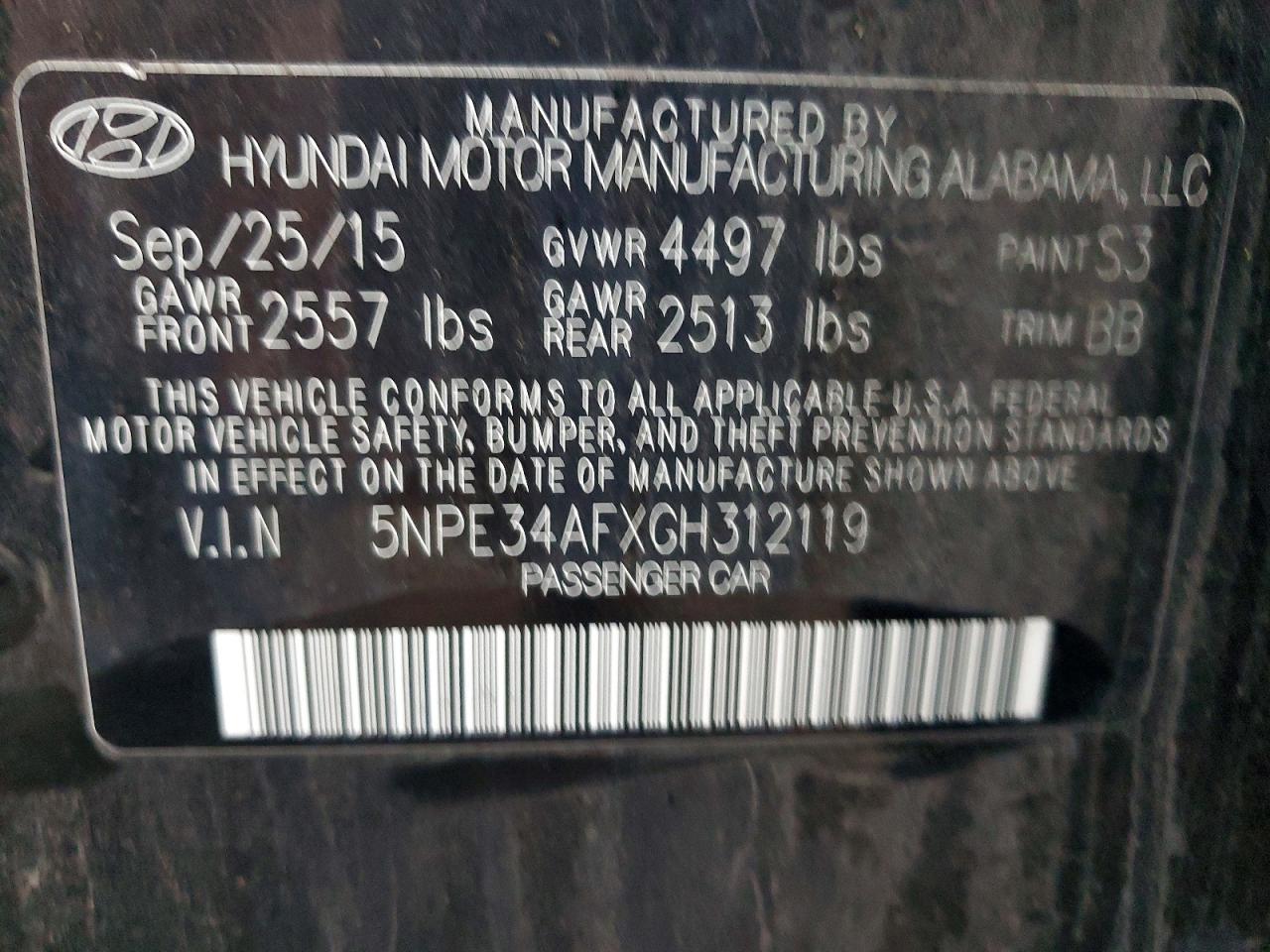 2016 HYUNDAI SONATA SPORT photo 12