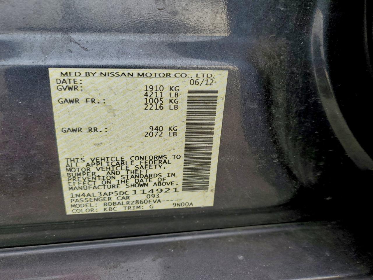 2013 NISSAN ALTIMA 2.5 photo 12