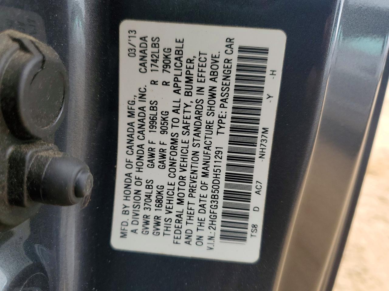 2013 HONDA CIVIC LX photo 13